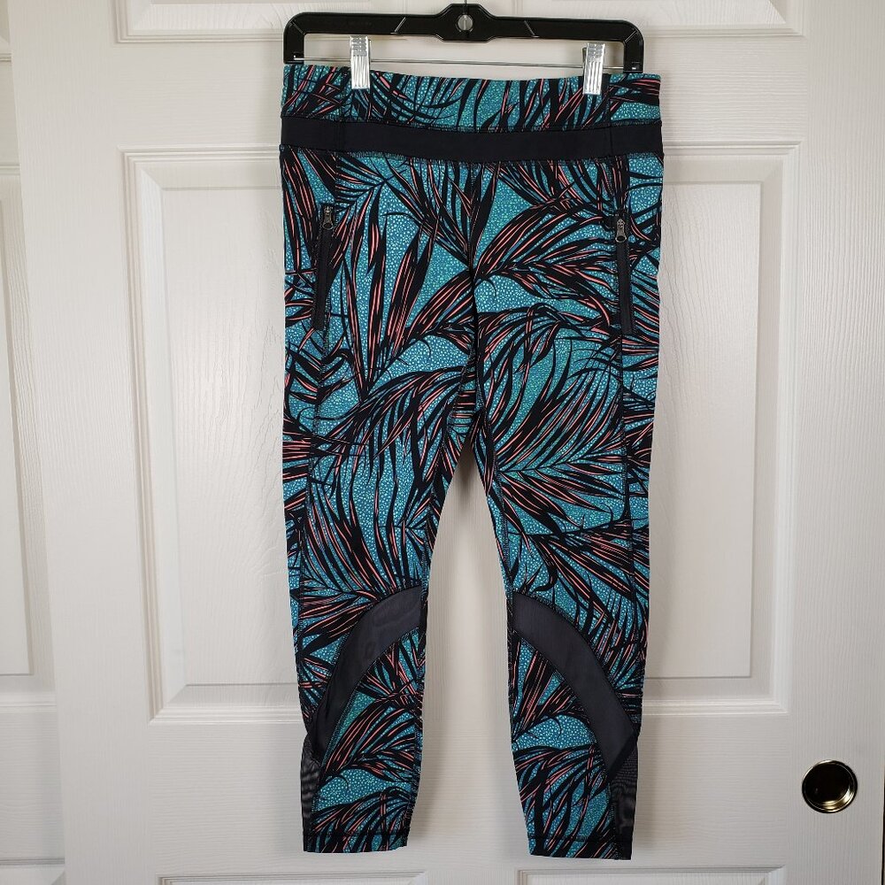 Lululemon High Times Leggings in Palm Lace Tofino Teal Multi Size 8 Athletic